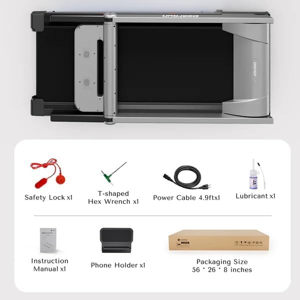 DeerRun Treadmills for Home with Incline and Handles, 3.5 HP Foldable Treadmill 350 LBS Weight Capacity for Small Spaces, Folding Running Machine with Smart APP