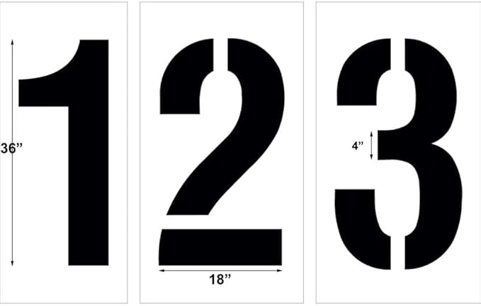 36" Stencil Kit | Part#: 10000944 | 10-Piece Kit Includes Numbers 0-9 | Height 36" | Flexible and Durable 1/8" PolyTough Lifetime | Precision Marking | Made in USA