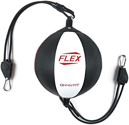 Flex Double End Punching Bag - Bungee Cords w/Special Flex Adjustable System - Durable Bladder Speed Bag - Boxing Training Equipment for Adults - Home Gym Accessories