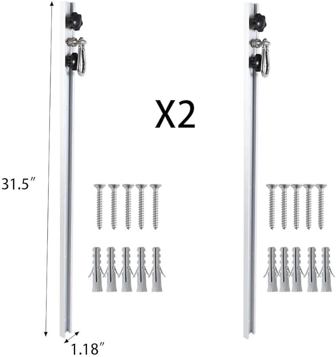 Resistance Band Wall Anchor,Gym Resistance Bands,djustable Workout Wall Anchor System,for Resistance Band Exercises,with 2 Rail and 2 Rail Car,Easy Installation(double set,No Resistance Bands)