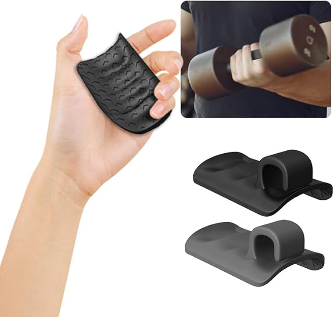 Non-Slip Grip Pads for Weightlifting ā Ergonomic Palm Protectors with Finger Loops for Pull-Ups & Gym Workouts ā Hand Guards for Men and Women (Grey)