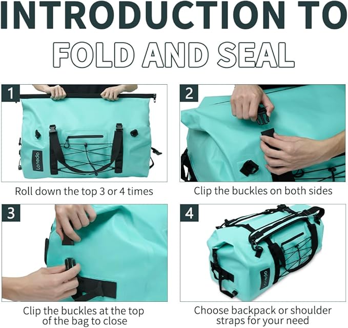 80L Dry Bag Large Waterproof Bag Roll-Top Heavy Duty Fishing Duffel Bag with Durable Straps & Handles for Kayaking Paddle boarding Boating Rafting Fishing