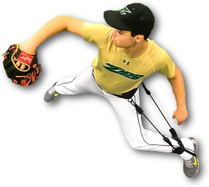 Baseball and Softball Movement Enhancement Training System Including Belt/Harness, Foot/Ankle Strap, 2 Bungee Cords. Enhance Hitting, Pitching, & Throwing