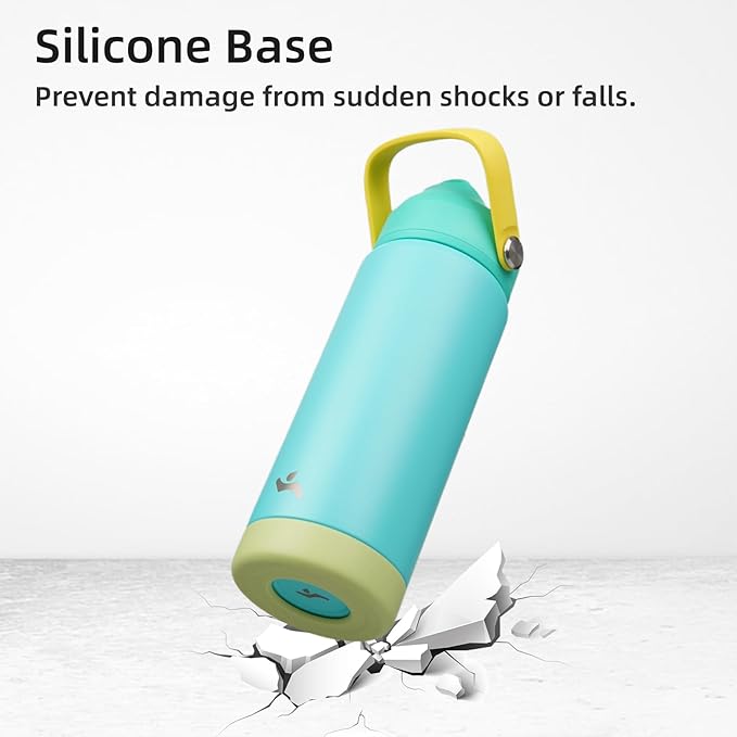 Insulated Water Bottle with Straw Lid,18 oz Stainless Steel Vacuum Metal Bottle with Silicone Handle,Twilight Blue