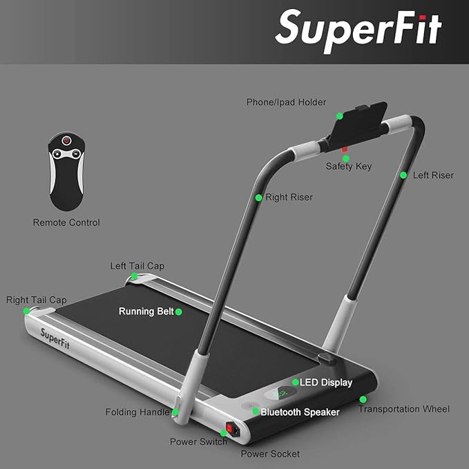 Goplus 2 in 1 Folding Treadmill, 2.25HP Under Desk Electric Superfit Treadmill, Installation-Free with APP Control, Remote Control, Bluetooth Speaker, LED Display, Walking for Home