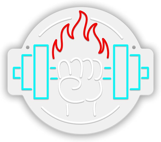 Gym Led Neon Sign- Gym Neon Light Dumbbell Sign for Home Gym Fitness Club Boy's Room Sports Room Decor Neon Light Fitness Club Neon Signs for Wall Art Birthday Gift 5V(13 * 11.81 Inch)