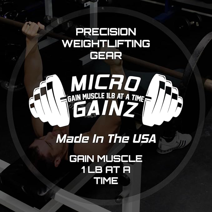 Micro Gainz Olympic Fractional Weight Plates Set, 10 Piece Olympic Weight Plates Set with Bag, Designed for Olympic Barbells for Strength Training and Micro Loading, Made in USA
