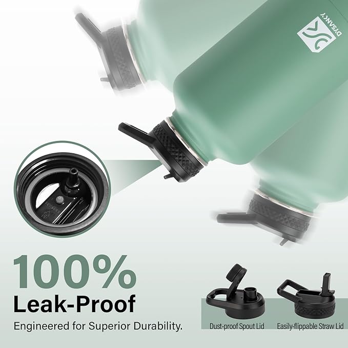 Insulated Water Bottle | Thickened Stainless Steel Vacuum Metal | Portable Sports Half Gallon Large Water Jug for Gym and Hiking with Straw, Carrier Bag, Handle Strap | BPA-Free 64 oz