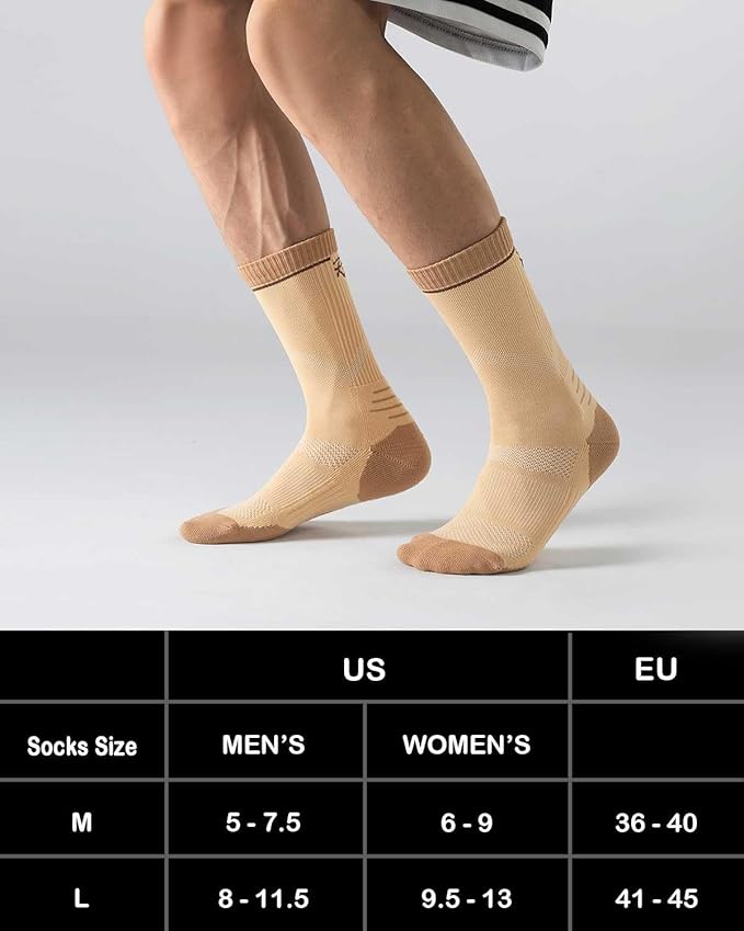 Athletic Socks Moisture Wicking Crew Socks for Men 3 Pairs Running Sport Cushioned Polyester Mid Calf Socks