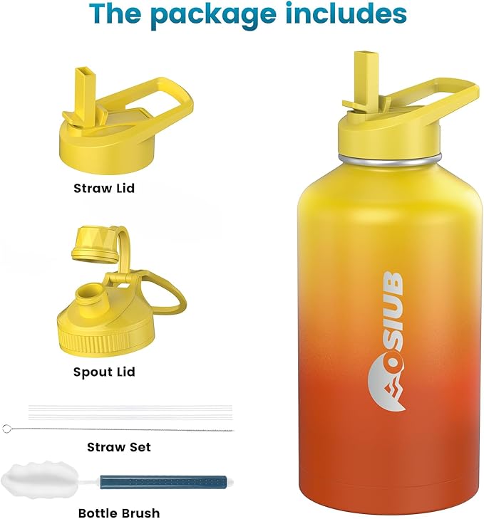 Insulated Water Bottle 40 oz, Triple Wall Vacuum Stainless Steel(Cold for 48 Hrs),Leak Proof & BPA-Free,Simple Modern Water Bottle with Drink-Through Lid & Flip Straw for Sports & Travel, Sunset