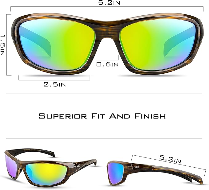 KastKing Hiwassee Polarized Sport Sunglasses for Men and Women, Wrap Sunglasses for Fishing Cycling and Running,UV Protection