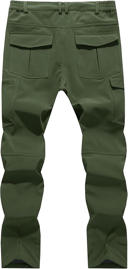 Men's Snow Ski Hiking Pants Winter Fleece Lined Softshell Outdoor Waterproof Insulated Cargo Work Pants