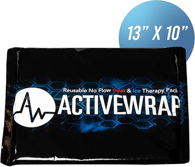 Activewrap Reusable Ice Packs for Injuries - Hot and Cold Gel Compress for Injury Recovery and Pain Relief, Soft, Flexible, Leakproof Pad for Back, Knee, Hip, & Shoulder - X-Large (13 x 10 Inches)