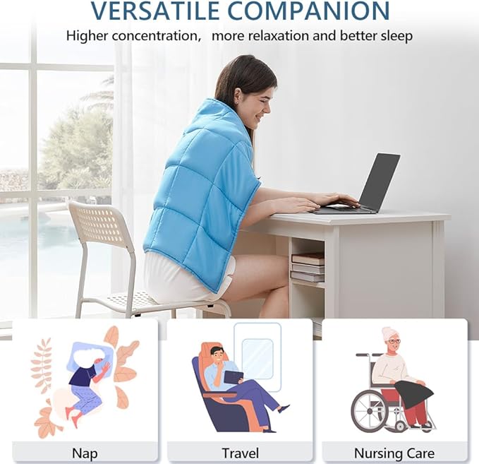 L'AGRATY Weighted Lap Blanket 5lb: Small Weighted Blankets for Adults Portable Travel - Cooling Pad Blanket for Relaxation Sleeping - Cozy Lap Washable All-Season(29" x 24")