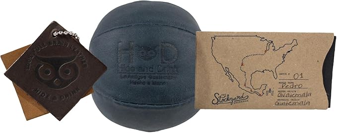 Hide & Drink, Stress Ball, Relieve Fidgeting and Anxiety, Exercise Hand, Squishy Tension Accessory, Great for The Office, Classic Style, Full Grain Leather, Handmade, Slate Blue