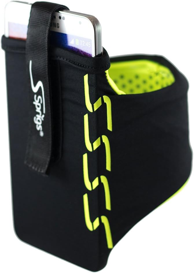 Sprigs Phone Armband Sleeve for iPhone 14, 13, 12, 11, X Galaxy Z, S22, S21, S20 Google Pixel 7, 6, 5. The Lightest & Most Comfortable Running Armband, Stretches to Fit All Phones with Case for Women & Men