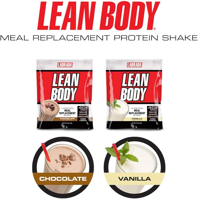Lean Body MRP All-In-One Chocolate Meal Replacement Shake, 40g Protein, Whey Blend, 8g Healthy Fats EFA's & Fiber, 22 Vitamins and Minerals , No artificial color, Gluten Free, (42 Packets)
