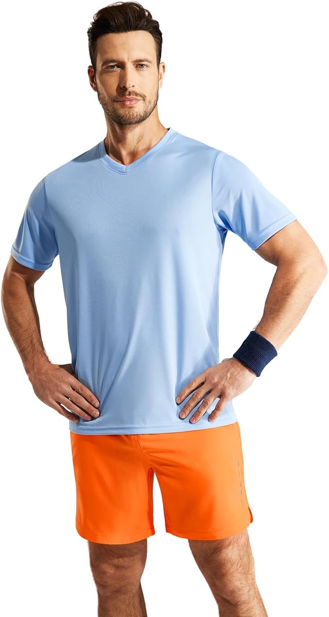 MIER Men's Quick Dry Workout Shirts Moisture Wicking Running Athletic Performance T-Shirts Recycled Polyester Top Tee