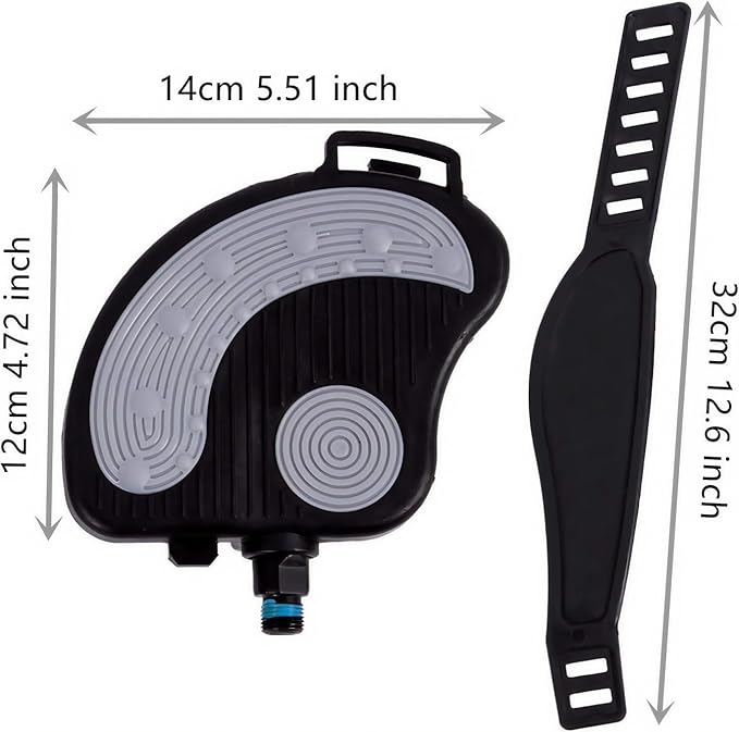 YBEKI Pro-Grade Exercise Bike Pedals with Adjustable Straps - 9/16" & 1/2" Spindle for Indoor Peloton/Schwinn/Spin Bikes | Heavy-Duty PP Plastic & PVC Straps + 500lb Capacity