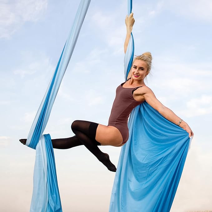 PRIOR FITNESS Aerial Silks Kit Colorful 9/15/20 Yards 40D Nylon Fabric Hammock Set With Hardware & Guide for All Levels Of Aerial Yoga Practice and Acrobatic Flying For Adults Aerial silk