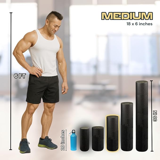 FitNation Foam Roller – High-Density Foam Muscle Roller – Textured Foam Rollers for Muscle Massage, Stretching, Pilates, Yoga