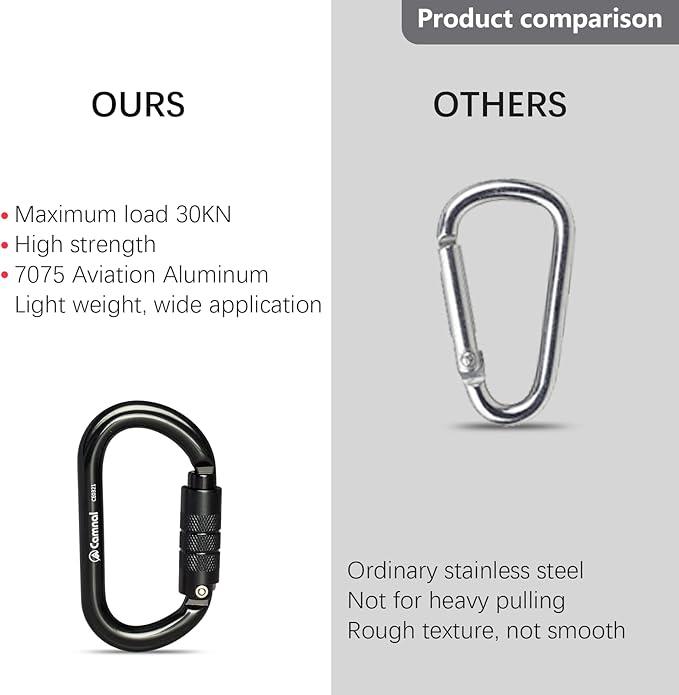 Heavy Duty Carabiner, 25kn(About 5620 lbs) Oval Carabiner Clip O-Shape Rock Climbing Carabiner Lightweight Caribeener for Climbing, Mountaineer, Aerial Work