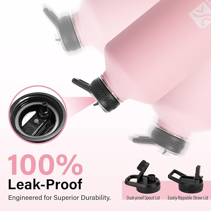 1 Gallon Water Bottle Insulated | Thickened Stainless Steel Vacuum Metal Water Jug | Portable Sports Large for Gym and Hiking with Straw, Carrier Bag, Handle Strap | BPA-Free 128 oz