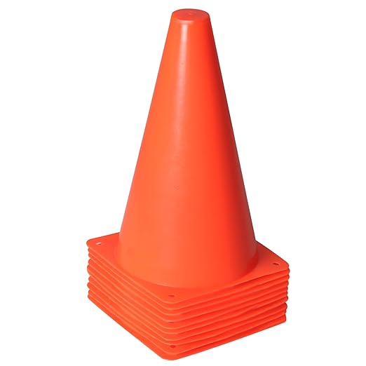 Alyoen 9 inch Orange Traffic Cones, Plastic Sports Cones, Soccer Training Cones for Outdoor Activity & Festive Events (Sets of 10/15/ 20)