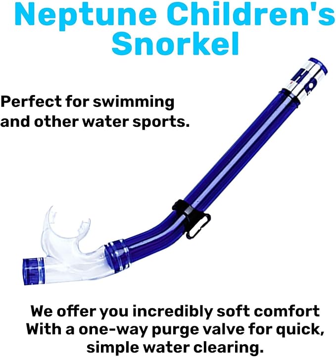 H2Odyssey SP-3 Neptune Childrens Snorkel - Kids Dry Snorkel with Silicone Mouthpiece