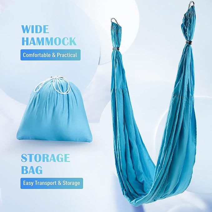 ZELUS Aerial Yoga Swing Sling Strong Yoga Hammock Kit Set Trapeze Inversion Equipment Include 2 Extensions Straps and Ceiling Mounting Kit