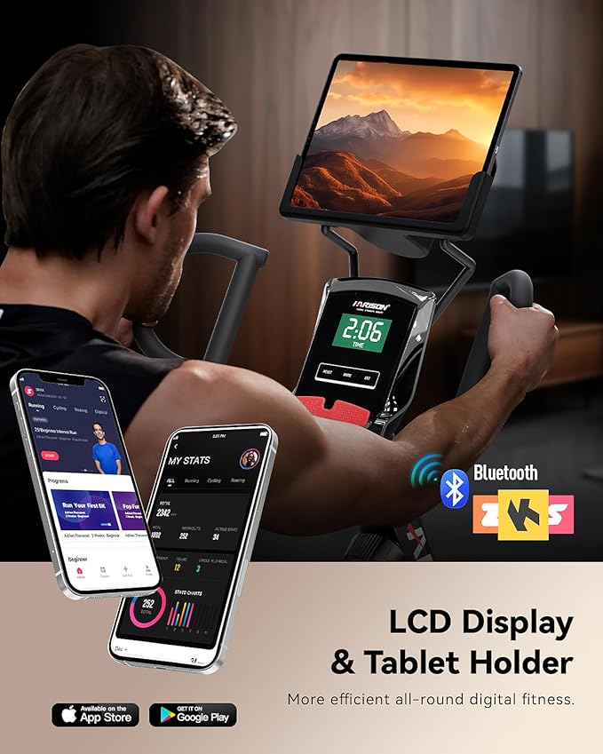HARISON Recumbent Exercise Bike with 400 lbs Capacity, Magnetic Recumbent bike for Adult and Seniors, Recumbent Stationary bike for Home with Smart Bluetooth App, 2 in 1 LCD Monitor and Tablet Holder, Heart Rate monitor