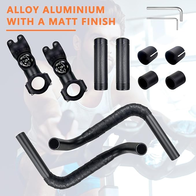 Handlebar Extender for Peloton Indoor Exercise Bikes, 1 Pair of Ultimate Handlebar Extension of Peloton Accessories (Sheep-horn (with Black Tapes & Grips))