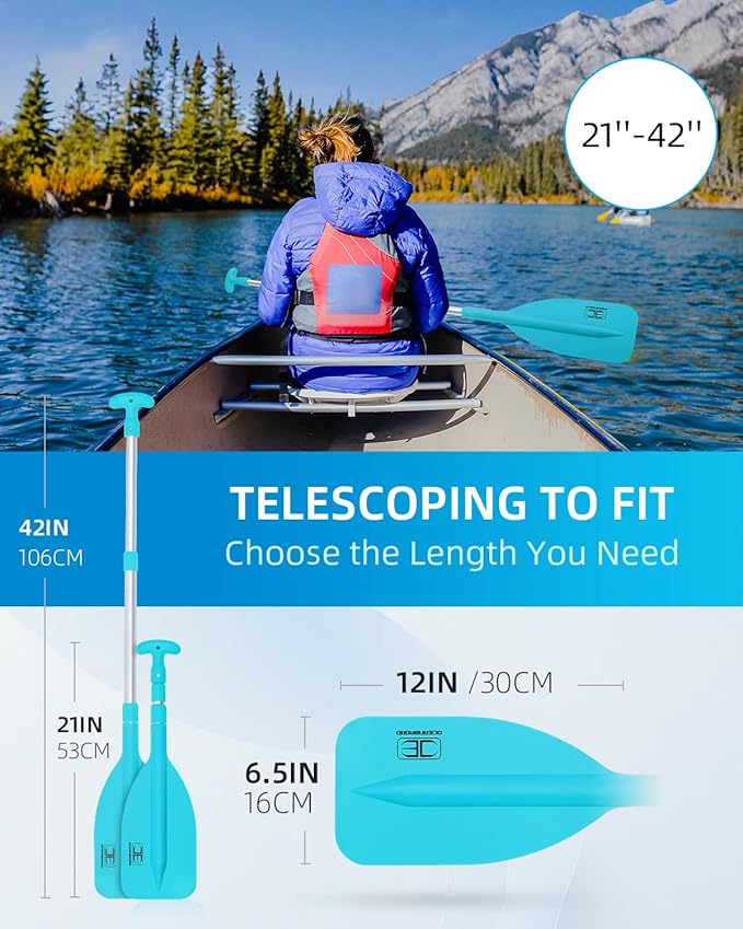 OCEANBROAD Telescoping Emergency Paddle 21''-42''(Assembling Required)/26''-54'' Aluminium Shaft for Kayaking Boating Canoeing River Tubing