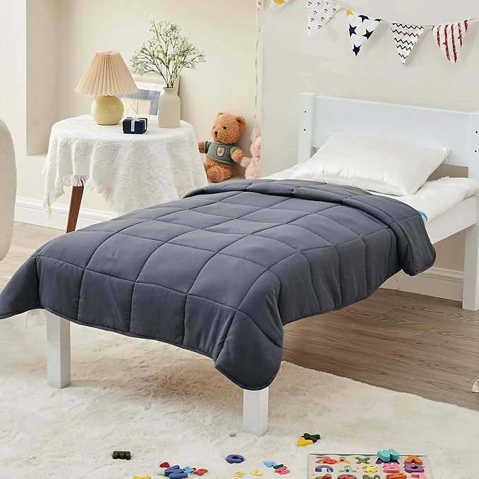 yescool Weighted Blanket (7 lbs, 41" x 60", Grey) Cooling Heavy Blanket for Sleeping Perfect for 60-90 lbs, Breathable Blanket with Premium Glass Bead, Machine Washable