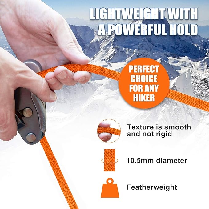 X XBEN Outdoor Climbing Rope 10M(32ft) 20M(64ft) 30M(96ft) 50M(160ft) 70M(230ft) 152M(500FT) 352M(1000FT) Static Rock Climbing Rope for Escape Rope Ice Climbing Equipment Fire Rescue Parachute