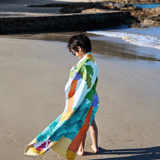 Dock & Bay Beach Towel - Quick Dry, Sand Free - Compact, Lightweight - 100% Recycled - Includes Bag - Build-A-Beach - Large (160x90cm, 63x35)