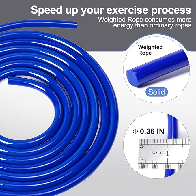 1LB Weighted Jump Ropes for fitness Women Men, Aluminum Handles for MMA, Boxing, CrossFit, Weight-loss Workouts, Tangle-Free Ball Bearing Rapid Speed Skipping Jump Rope with Adjustable 9mm Cotton & PVC Cord