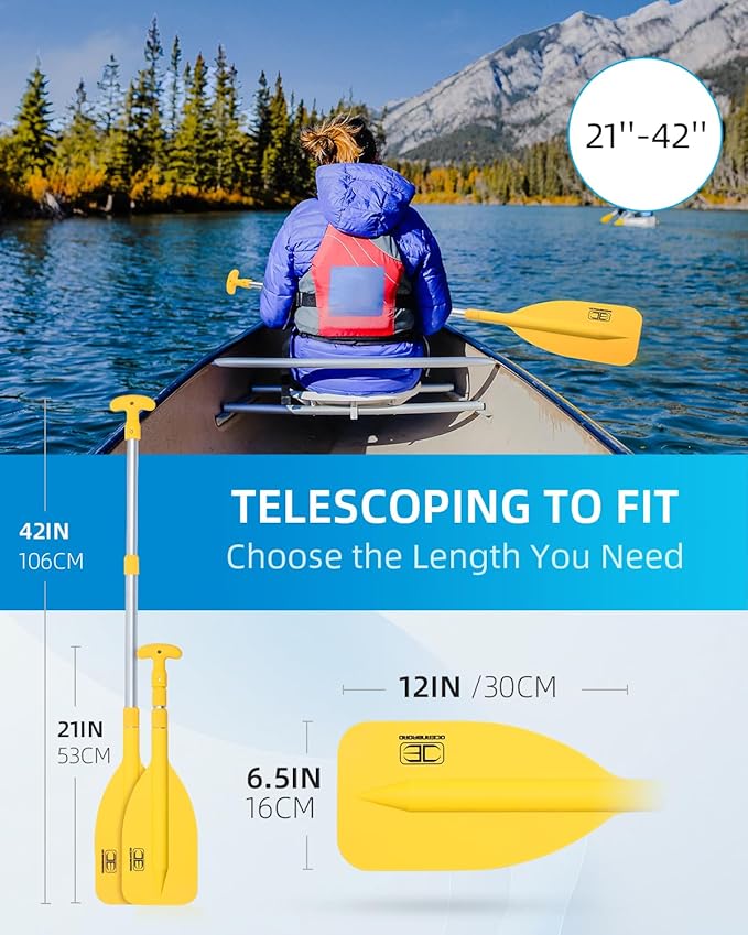 OCEANBROAD Telescoping Emergency Paddle 21''-42''(Assembling Required)/26''-54'' Aluminium Shaft for Kayaking Boating Canoeing River Tubing