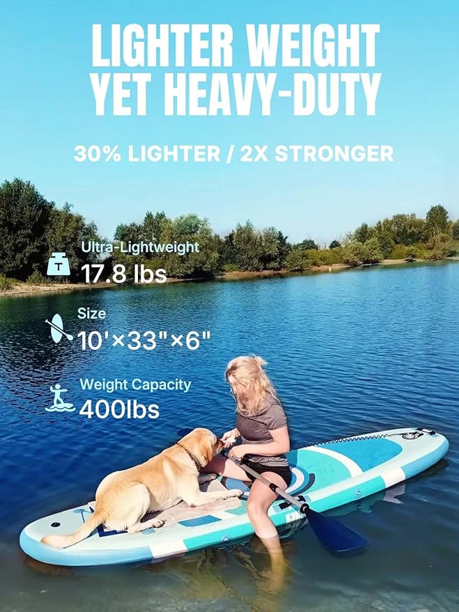 Niphean(Ultra-Light)Inflatable Paddle Board with (Beginner Friendly) StabilTrac Fin and Durable SUP Accessories, 10' Stand Up Paddle Boards for Adults & Youth, Versatile Yoga Paddle Board, Gift Ideas