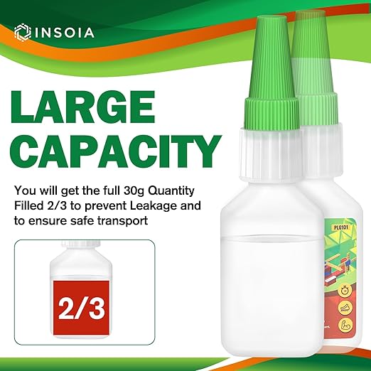 Plastic Glue, 30g Clear Super Glue for Plastic Repair Quick Fix Plastic Adhesive Heavy Duty Strong Crazy Instant Glue for Bonding Plastic, Legos, Model, Toys, PLA, 3D Printing, DIY Crafts
