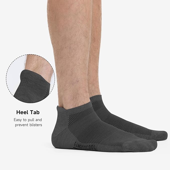BAMBOO COOL Men's Ankle Socks Athletic Cushioned Moisture Wicking, Running Socks Arch Support Breathable, Heel Tab 8 Pack