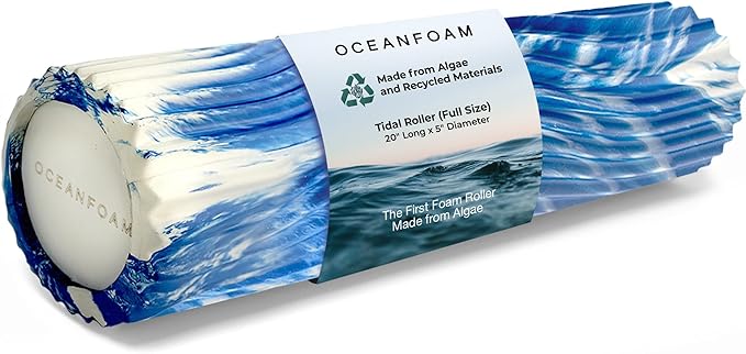 Oceanfoam Tidal Roller - Royal Marbled - Muscle Massage Foam Roller for Back Pain & Stretching - Firm and Ergonomic Wide Wave Textured - Yoga, Athletics, & Wellness - Full Size, 20" x 5"