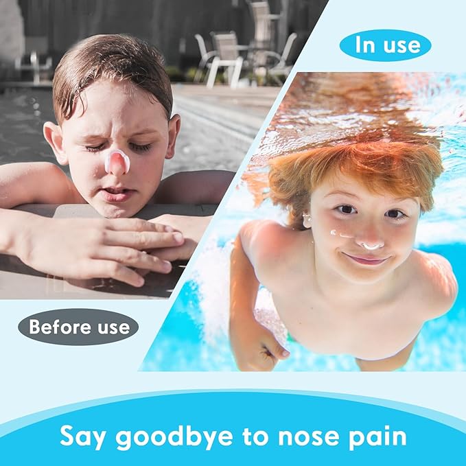 Painless Nose Plugs for Swimming for Kids (Age 6-13) and Adults, Silicone Waterproof Nose Clip for Swimming,Ensure Comfort and Safety in The Water
