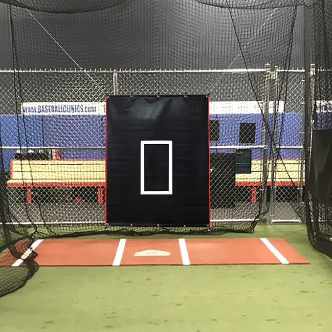 Baseball Batting Cage Backstop with Strike Zone Target - Heavy Duty 4x6/6x8FT PVC Backstop Net for Pitching Practice Backyard Training