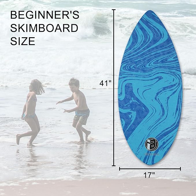 41” Skipper Skimboard with High Gloss Coat Wooden Skim Boards for Beginners, Teenagers and Adults Beach Skimboard 3 Color Traction Pad to Choose