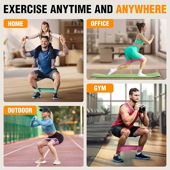 Fabric Resistance Bands for Working Out - Exercise Bands for Women and Men, Booty Bands for Legs and Glute, Yoga, Pilates, Rehab, Fitness and Home Workout