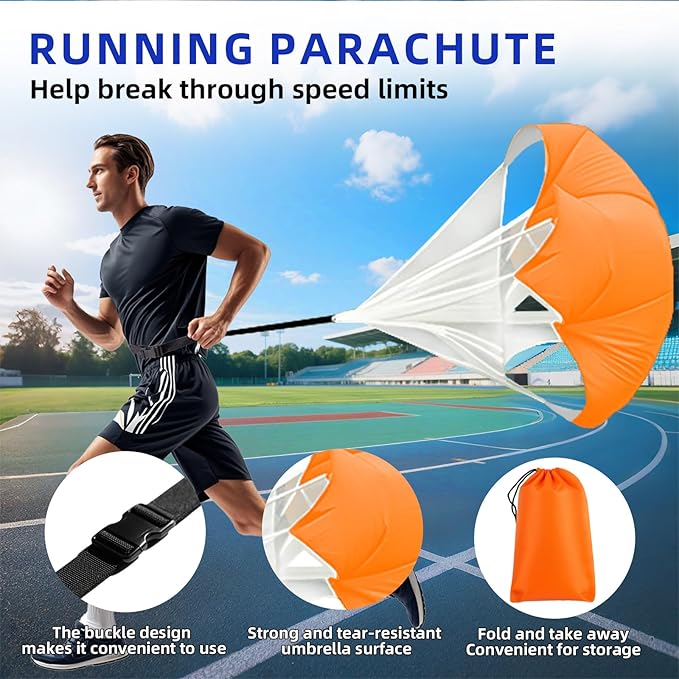 Agility Ladder Speed Training Equipment Set with 20ft Agility Ladder,4 Hurdles,12 Cones,Jump Rope,Running Parachute-Ideal Training Equipment for Kids Youth Adults in Soccer Football Basketball