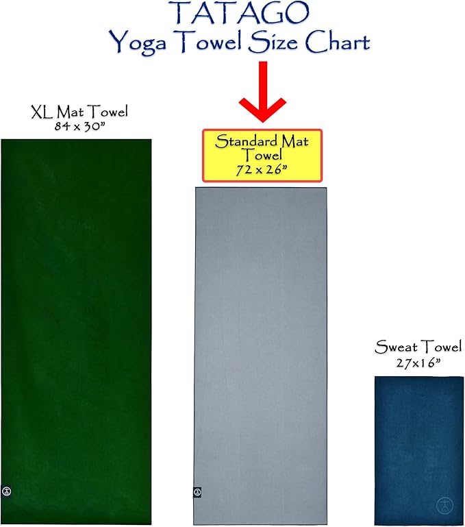 Tatago Hot Yoga Mat Towel Non Slip for Hot Yoga (72 inch) Our Hot Yoga Towel Non Slip Silicone Dabs & Absorbent Microfiber Blend Gives You More Grip As You Drip (Nube Gris-72, Standard - 72")