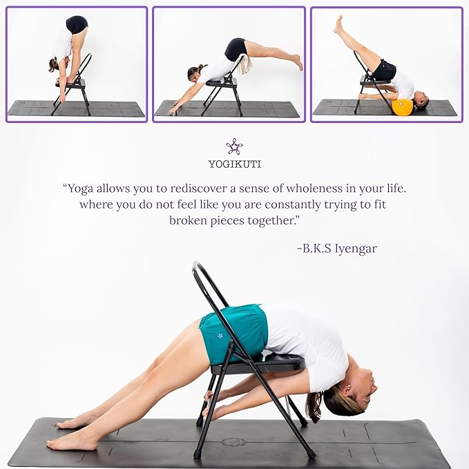 Yogikuti Yoga Chair(Standard) Backless/Folding Chair for Restorative & Iyengar Yoga Practie, Meditation/Fitness