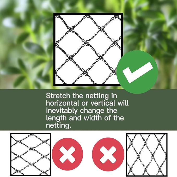 Bird Netting 25x25 Ft, 1/2In Mesh Heavy Duty Garden Netting Pest Barrier for Plants, Fruit Trees, Vegetables, Extra Strong Woven Mesh Netting, Animal Fencing Against Birds, Deer, Poultry
